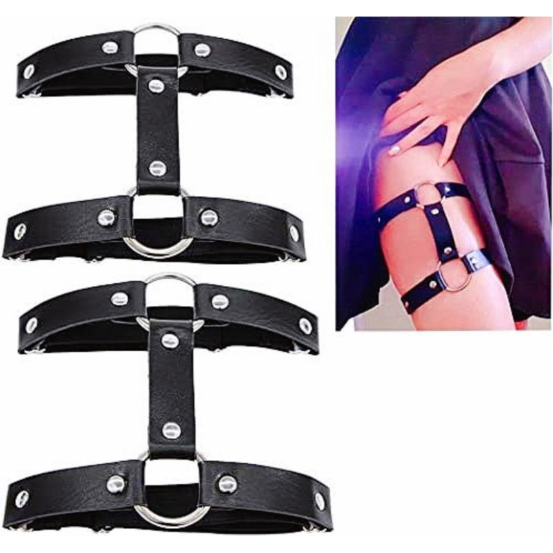 [HF029] Harness thigh DOUBLE strap . unisex . PU leather.