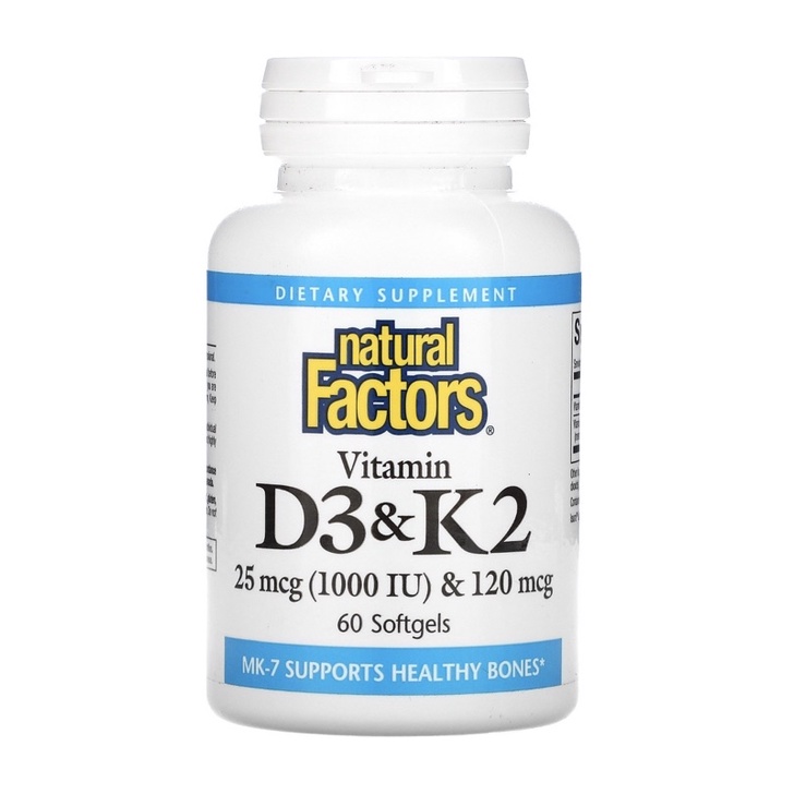 Natural Factors vitamin D3 + K2 60softgel