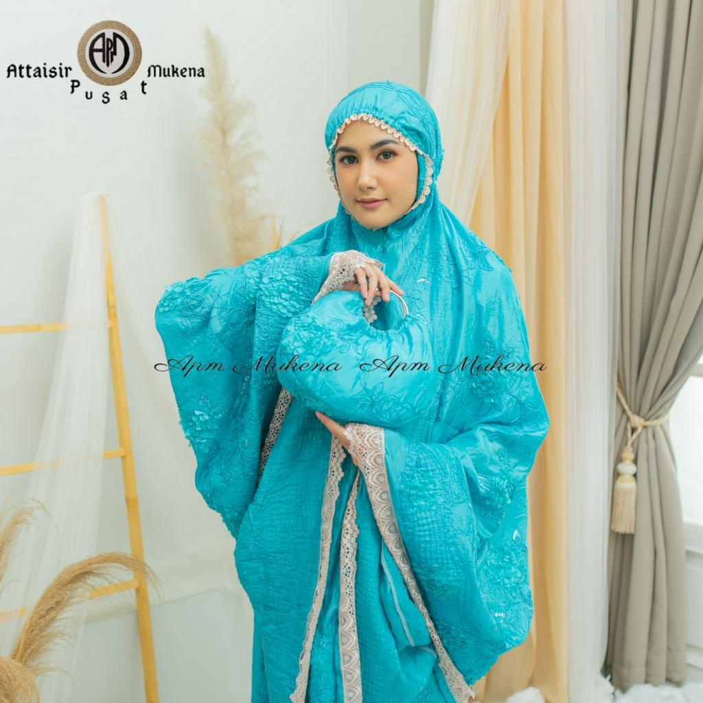 Apm Mukena - Mukena Dewasa Sutra Shimmer 2in1 Bordir Diamond Renda Mewah