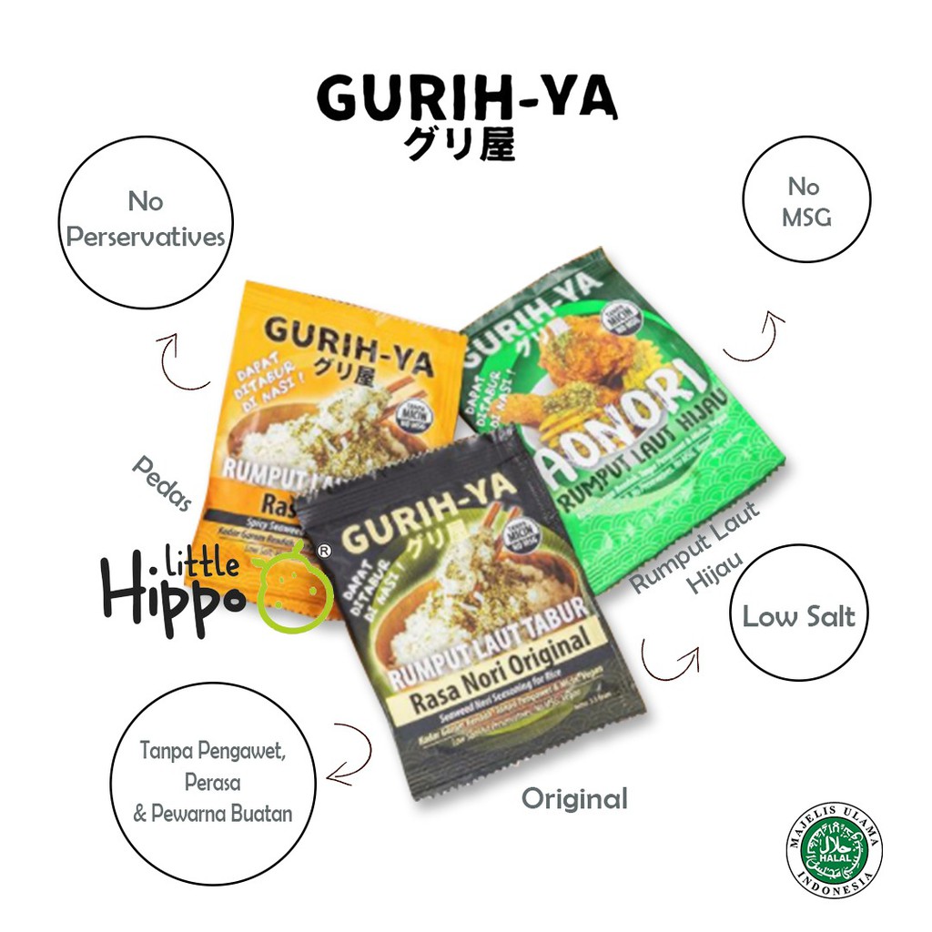 Gurih Ya Seaweed Nori Seasoning (Abon Rumput Laut) Sachet 5.5gr Rasa Original / rumput laut / rumput laut tabur / gurih ya sachet original / sachet nori pedas / gurihya rumput laut dan ikan bonito / gurihya aonori cheese seaweed