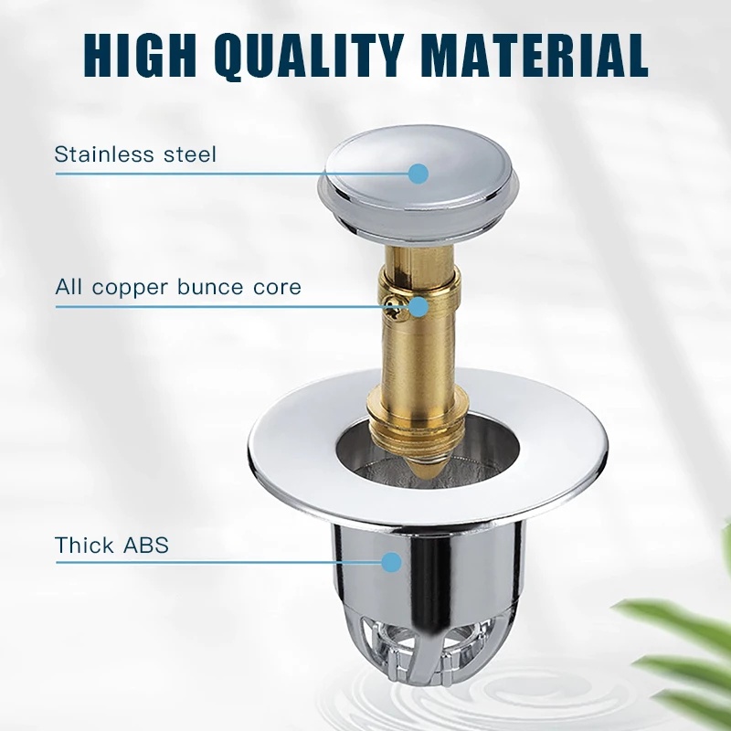 Kitchen &amp; Bathroom Universal ABS Brass Pop-Up Bounce Core Basin Drain Filter for Standard Drains