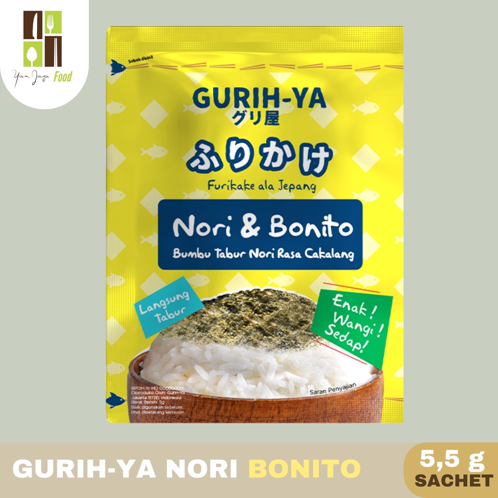 Gurih-Ya Nori Tabur Rumput Laut [Original/Pedas/Keju/Bonito] SACHET 5,5g