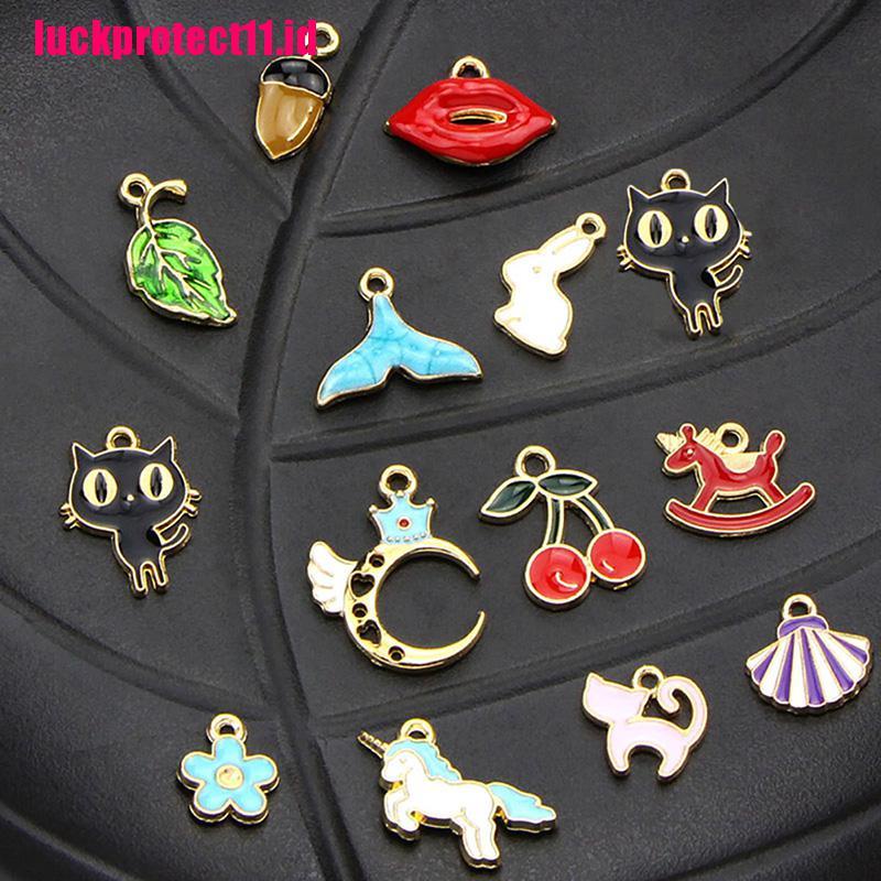 60pcs / Set Liontin Enamel Bentuk Buah Hewan Campuran Untuk Perhiasan Kalung Charms