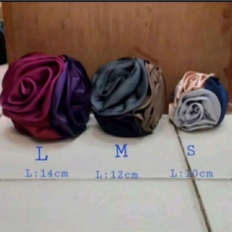 Best Seller!!Jepit Cepol Hijab 3Bunga Satin Uk(S)-Jepit Rambut Bunga