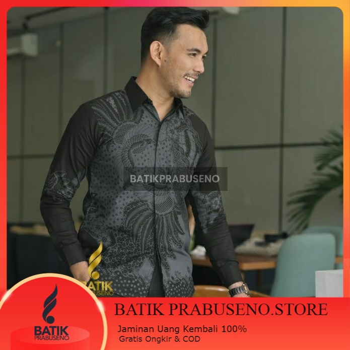 KUMARA Batik Pria Slim Slimfit Katun Printing Kemeja Baju Seragam Kerja Modern Hem Atasan Cowok Anak