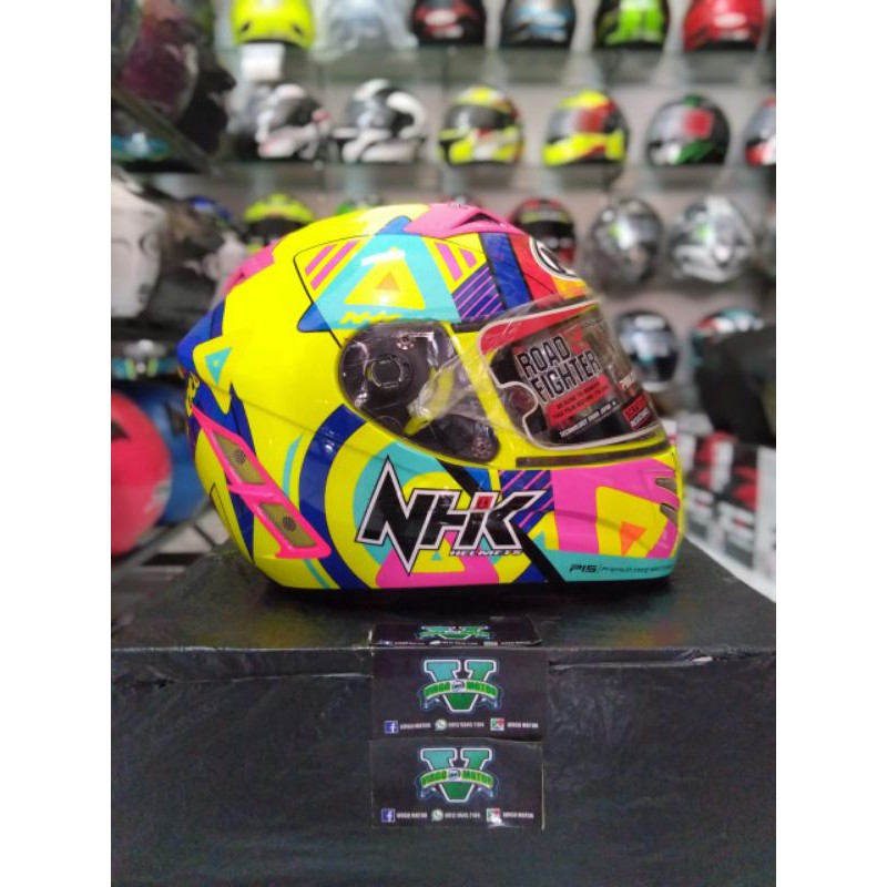 HELM NHK FULL FACE TERMINATOR PINK MATTE YELLOW PINK TERMURAH