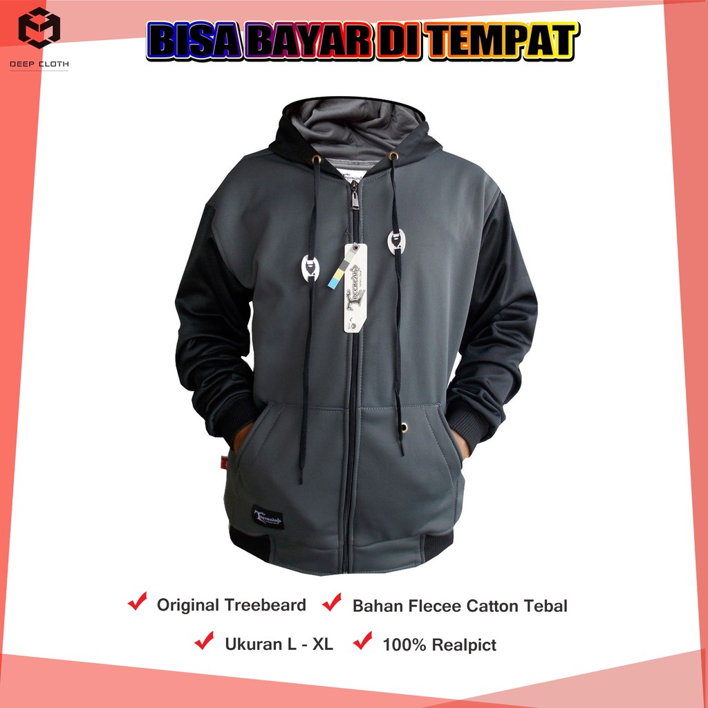 Jaket Pria Hoodie Keren Model Terbaru Bahan Tebal Original Treebeard / Jacket Pria Murah Kekinian