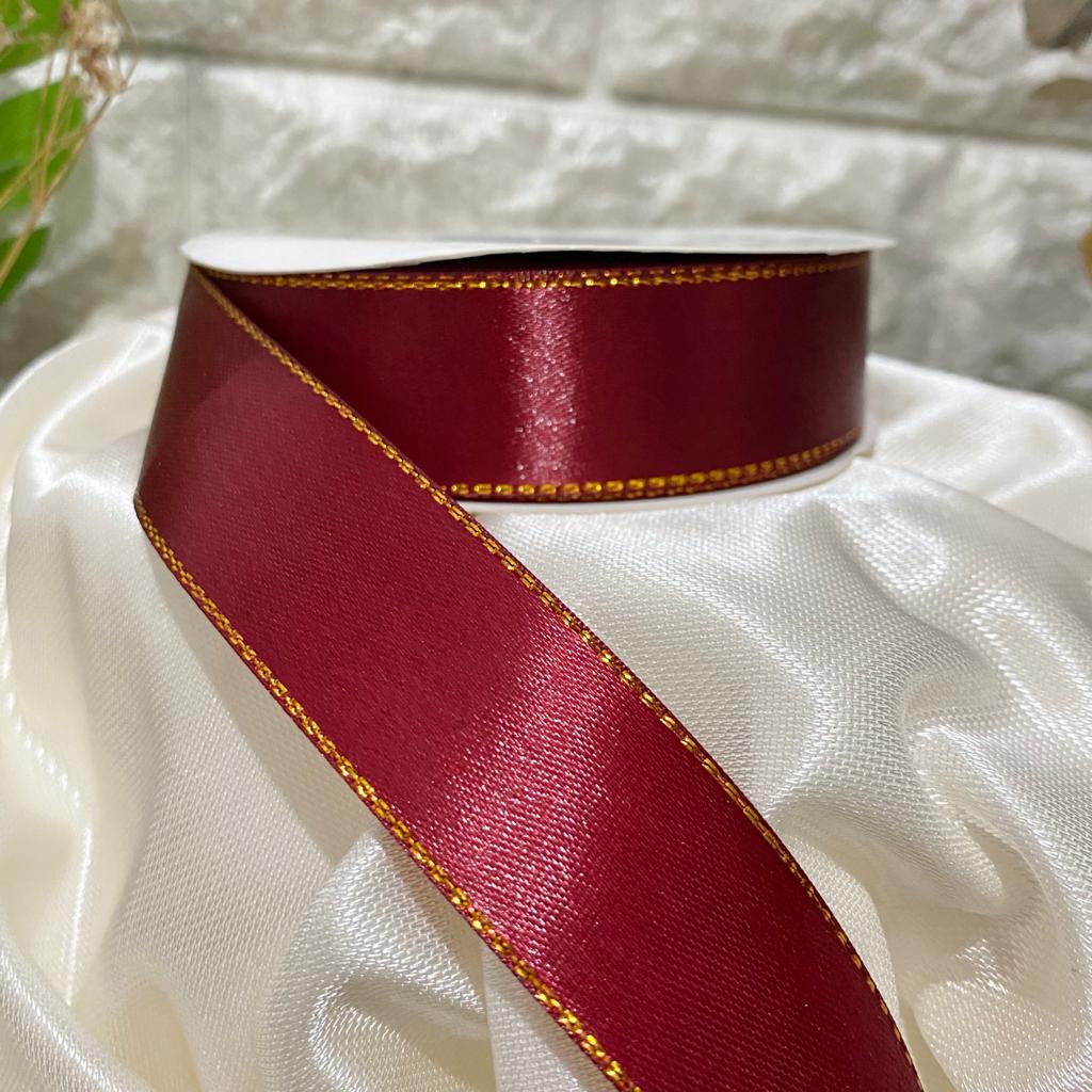 

PITA SATIN GOLD LACED RIBBON PER 1 METER DEKORASI BOX KUE HAMPERS DEKORASI GOODIE BAG DEKORASI PEMBUNGKUS KADO