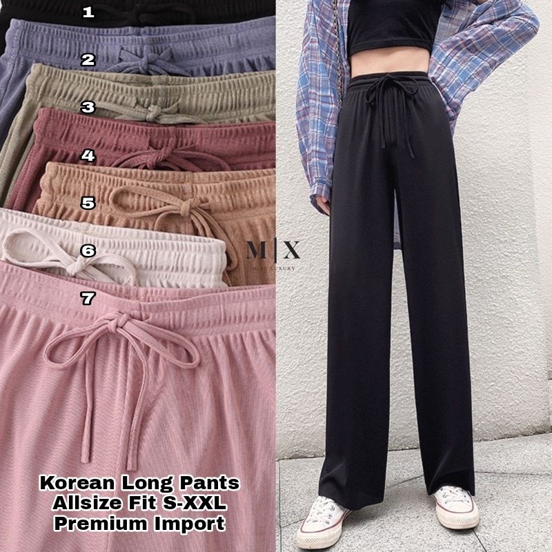 Korean Long Pants / Celana Kulot Korea Wanita Kekinian Hightwaist Fit S-XXL