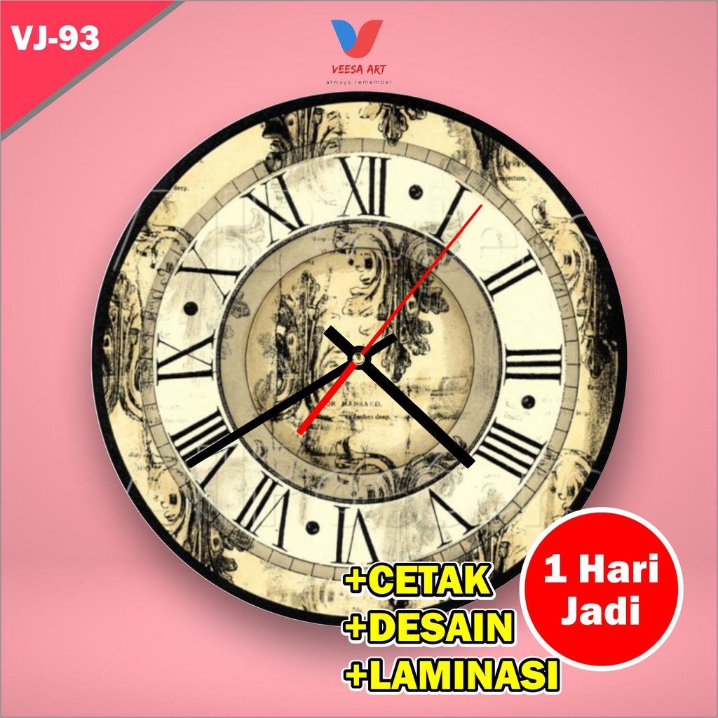 Jam Dinding vintage flower bunga fintage minimalis kayu Klasik Clasic Vintage Unik Lucu Mewah Murah