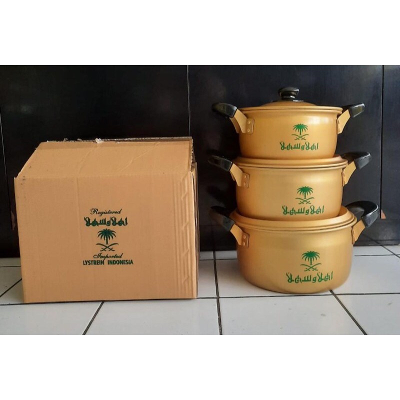 PANCI SET MASPION ANTI LENGKET WAJAN SUSUN MURAH GOLD PAN ENAMEL TEFLON AHLAN WA SAHLAN EMAS