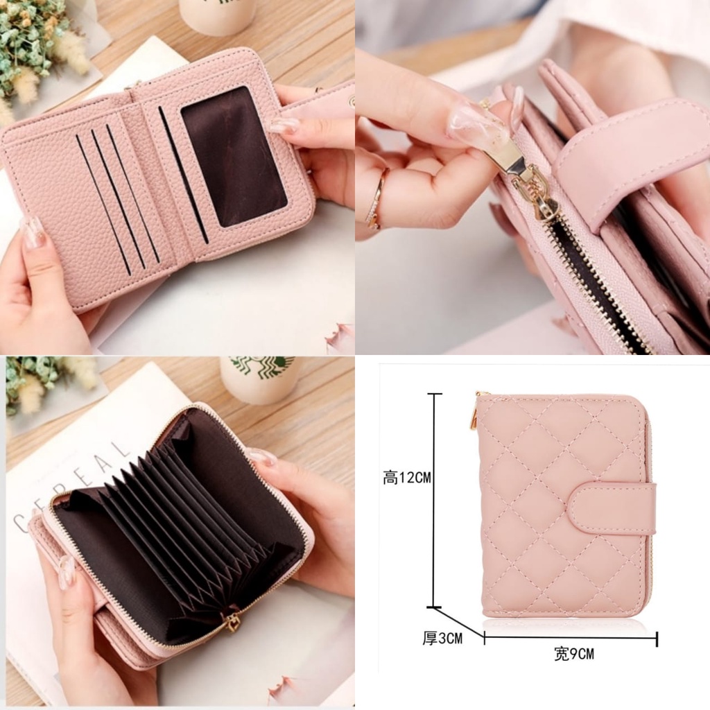 DOMPET LIPAT WANITA KECIL KULIT PREMIUM RUTH KOREA SLOT KARTU MINI RESLETING KOIN PENDEK BATAM BRANDED