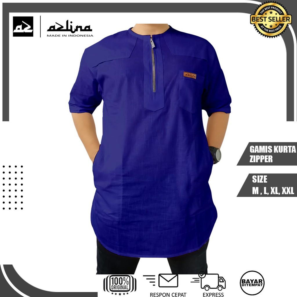 BIG SALE koko kurta ZIPPER - baju muslim pria gamis pria koko dewasa lengan pendek terbaru 2021