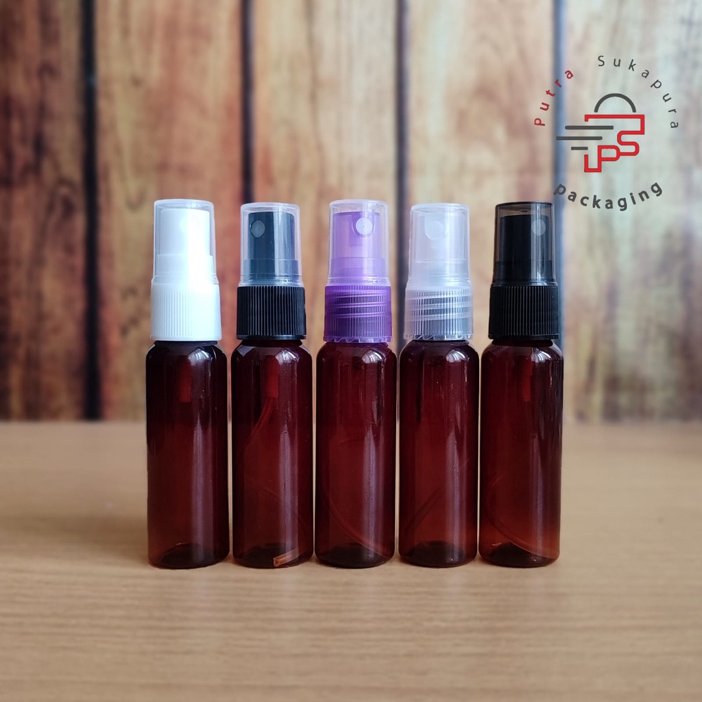 botol spray 30ml amber coklat pet / botol plastik spray 30ml coklat