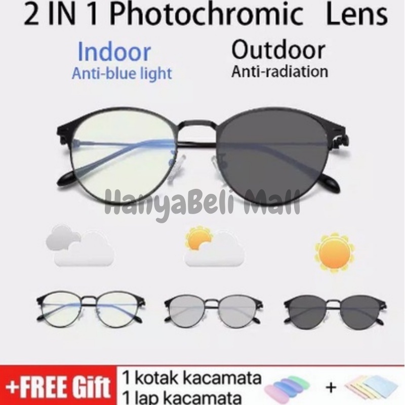 [HBM] Kacamata Photochromic Korea Anti Radiasi 2 In 1 Blue Ray Pria Wanita