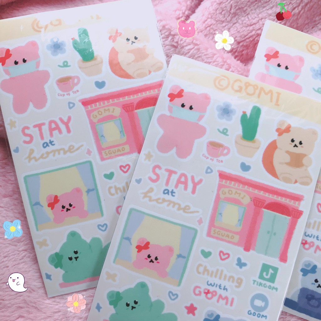 

[FREE POSTCARD] Stay at Home Gomi Removable Sticker | Kiss cut Vinyl Stiker | Journal Planner Laptop