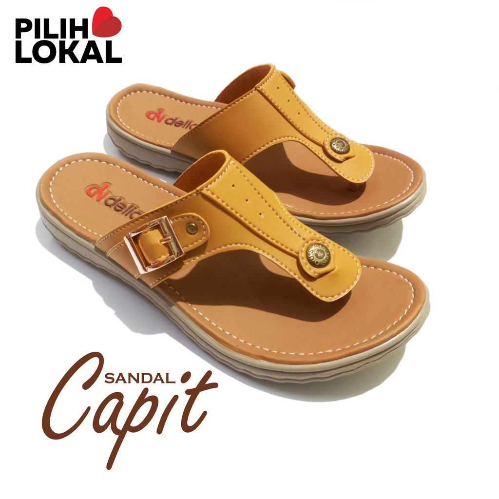 Sendal Jepit Wanita Kulit Murah Casual Santai Sandal Cewek Teplek Flat Flip Flop Cantik Sintetis