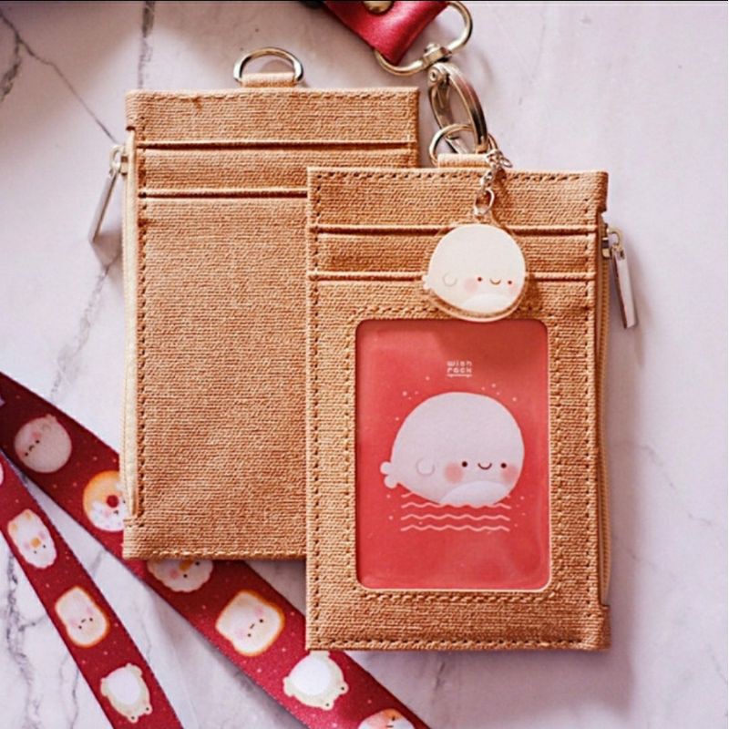 

ID Card Holder Lanyard Creme Card Wallet Whale Cream