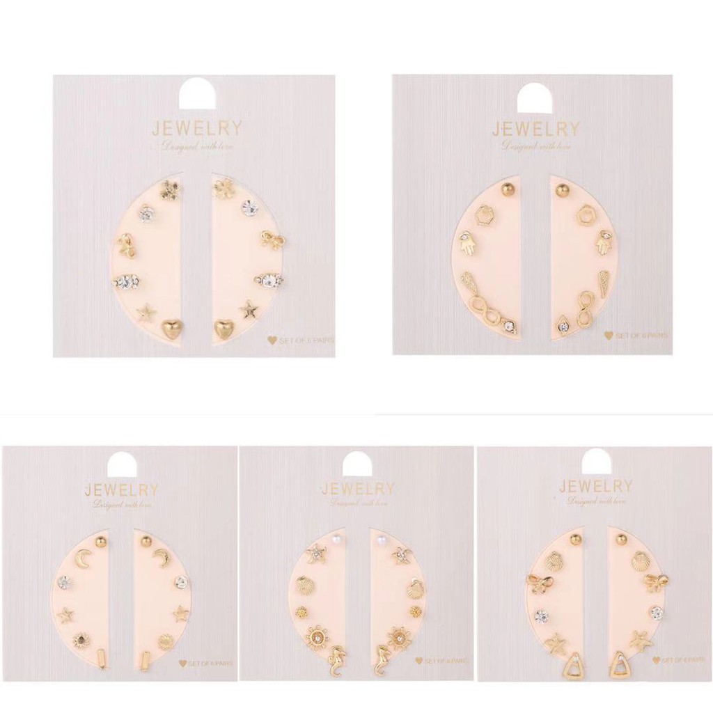 Set Anting Gaya Korea Untuk Wanita / Aksesoris Fashion Anting Set Gaya Korea Import