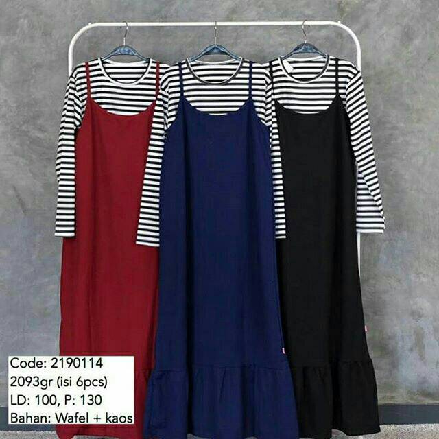 Gamis overal ruffle + inner (terpisah)