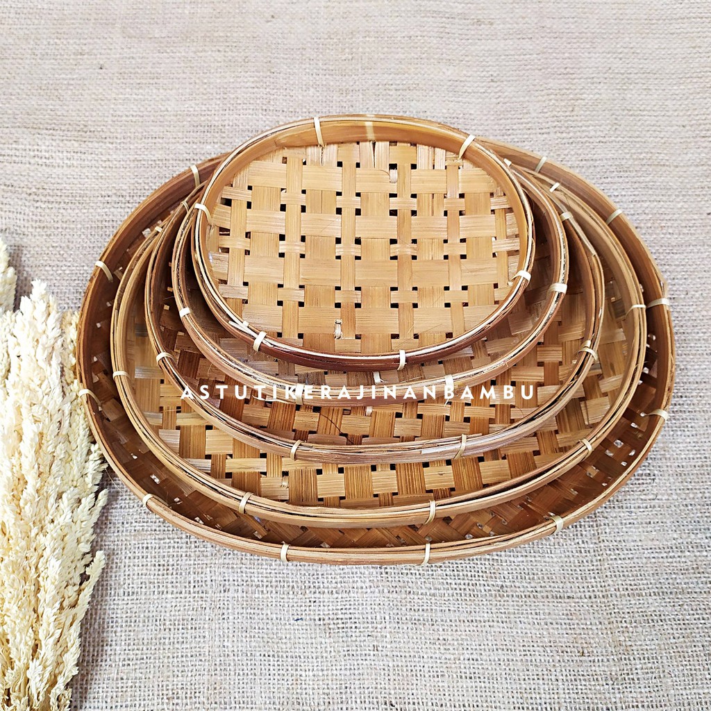 Piring Bambu Oval 1 SET (5 Ukuran)/PIRING LESEHAN/PIRING SATE UNIK/PIRING BAMBU/PIRING SAJI BAMBU