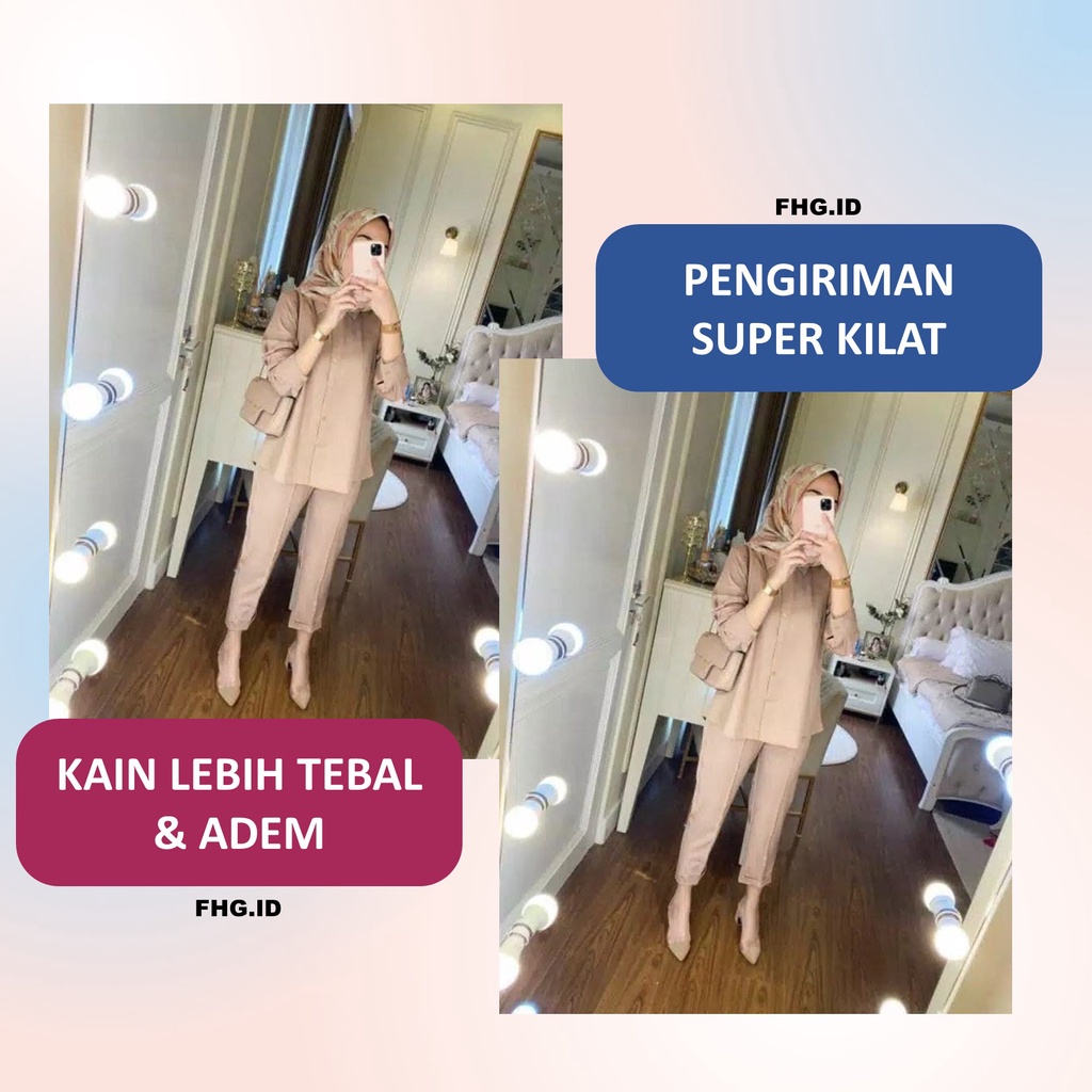 Setelan Kemeja Wanita Kerja Formal One Set Adem Ori Premium Nabila Salsabila High Quality Polos Korean Style Busui Kekinian  Jumbo Lengan Panjang Kekinian Terbaru Casual Elegan Grosir Import Premium Ld 125 Ld 130 Ld 140 Remaja Style Hijab sk0001-7
