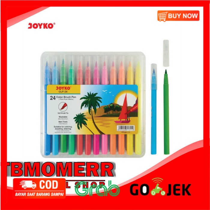 

(BISA COD) SPIDOL / COLOR BRUSH PEN 24 WARNA JOYKO CLP-26 621293447