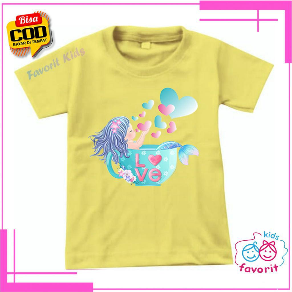 KAOS ANAK PEREMPUAN MERMAID LENGAN PENDEK 1 TAHUN - 10 TAHUN