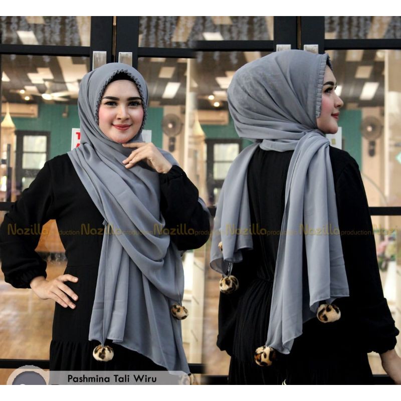 ZARELLFASHION - PASMINA TALI KCB POM POM LEOPARD / PHASMINA INSTAN KRIWIL / PASMINA WIRU-3