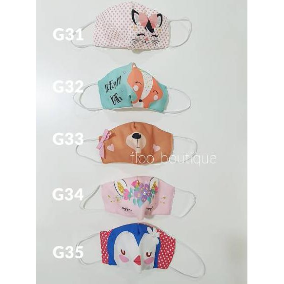 

SALEE! MASKER KAIN ANAK - PITA TIMBUL (PANDA, FOX, CAT, MANY MOTIF)