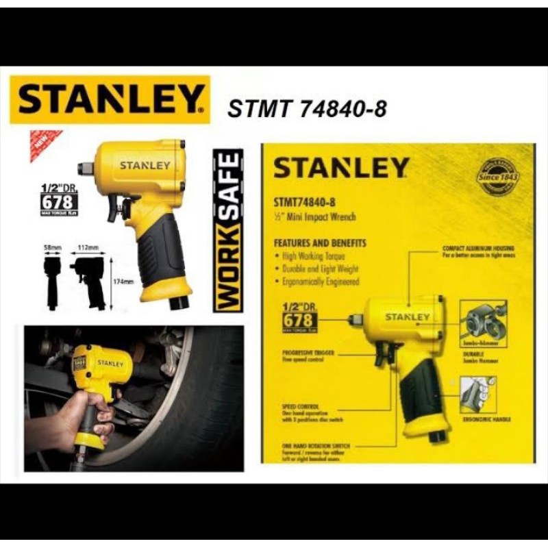 Mini Air Impact Wrench 1/2" Stanley STMT74840-8 stanley 678Nm
