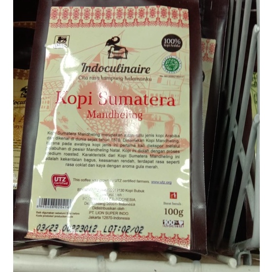 

Indoculinaire Kopi Sumatera Mandheling 100 gr