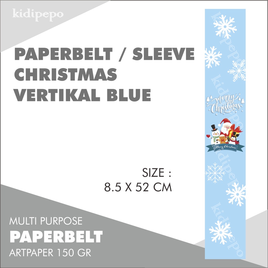 

PAPERBELT / SLEEVE NATAL CHRISTMAS VERTIKAL SANTA BLUE - ISI 25 LEMBAR