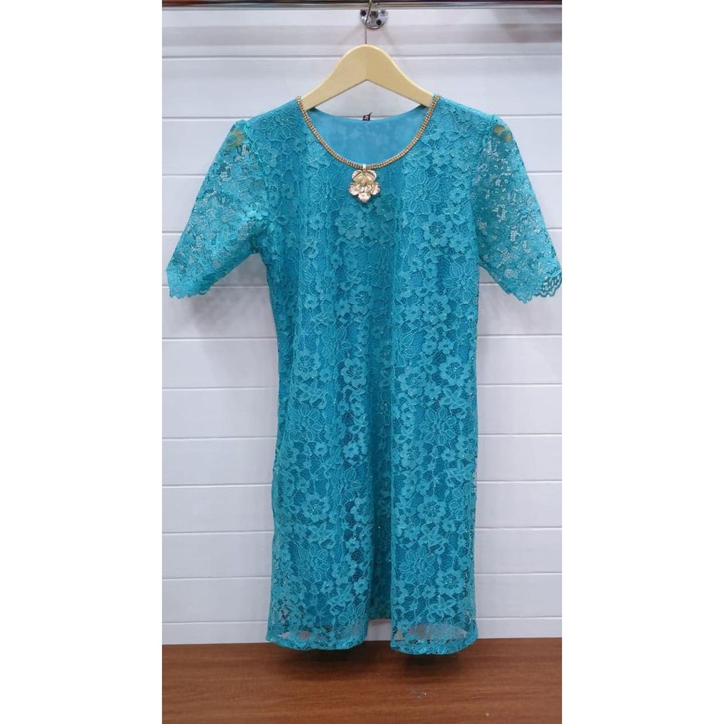 Super Dress Brokat 1095 - Biru Muda Sale