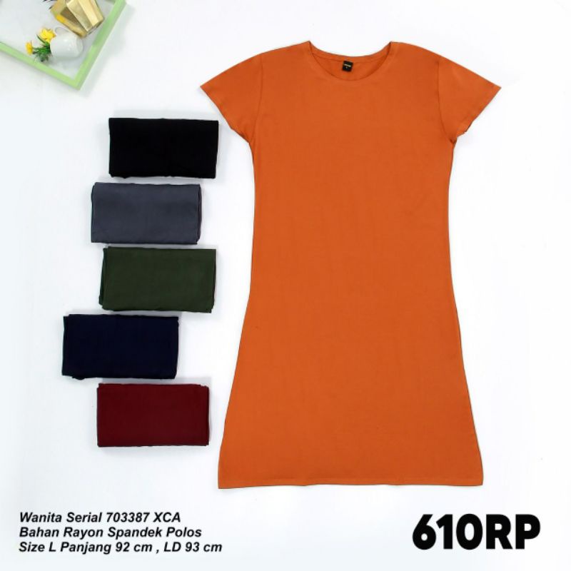 610RP daster rayon spandek polos lemone Dress Casual tunik pendek
