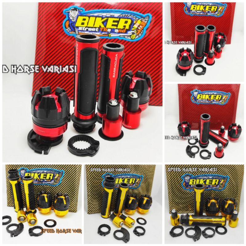 Paket 3in1 Handgrip baracuda+jok biker+jalu As universal