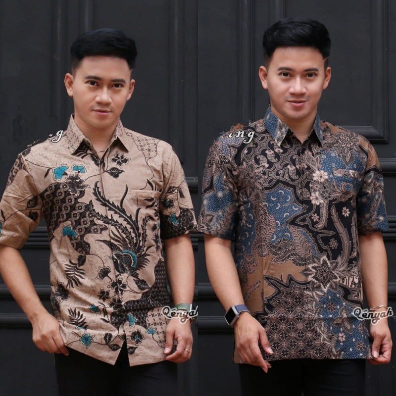 [TERBARU] Batik Pria Lengan Pendek premium BATIK BERKAH HRB026 motif KERATONAN Kode 002 size M L XL