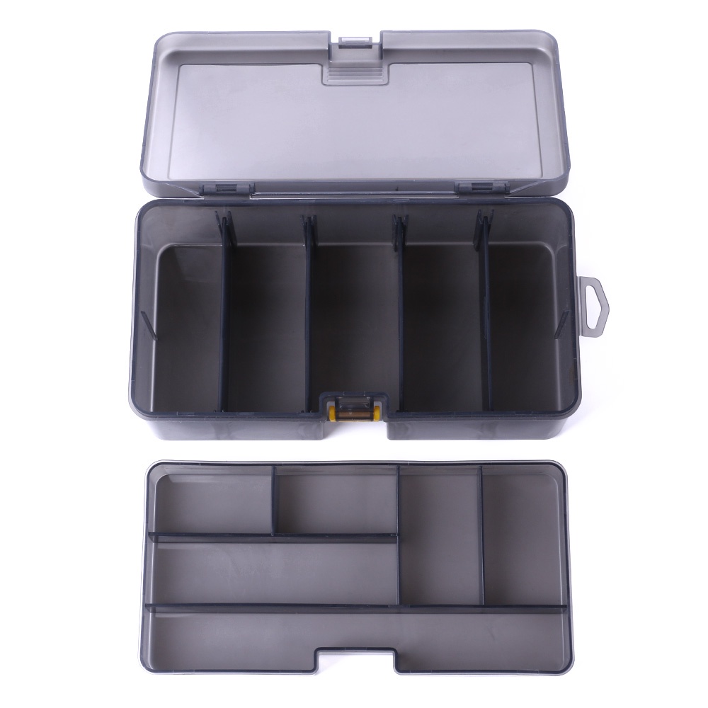 Hengjia 1pc Kotak Penyimpanan Umpan Pancing Spinner 5 + 6 Sekat Ukuran 21.5x12 X 7cm Anti Air