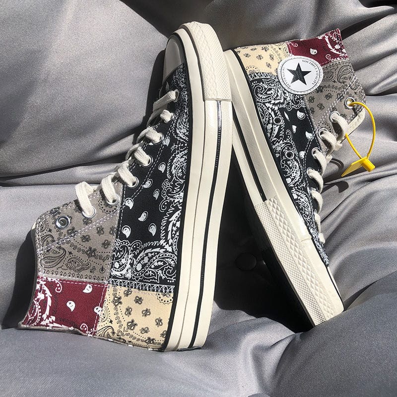 HS-0256 Terbaru Sepatu Kanvas Wanita Dan Pria Canvas Import Original Sneakers Motif Batik Tebal Tren Terkini Elegan Mewah Keren-Sepatu Sneakers Canvas Wanita Import Premium sytel Korea