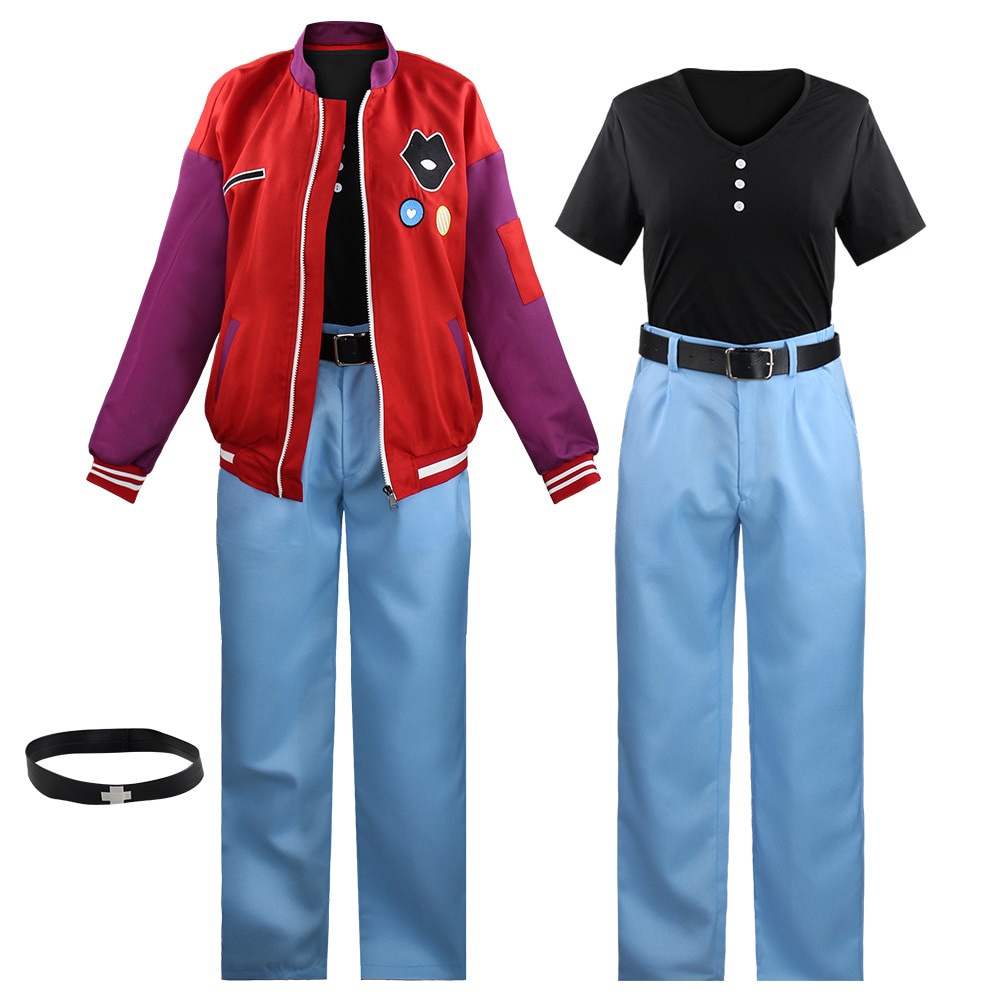 PREORDER WONDER EGG PRIORITY Cosplay Costume Anime  Kawai Rika Uniform Suit Fashion Red Jacket Jeans
