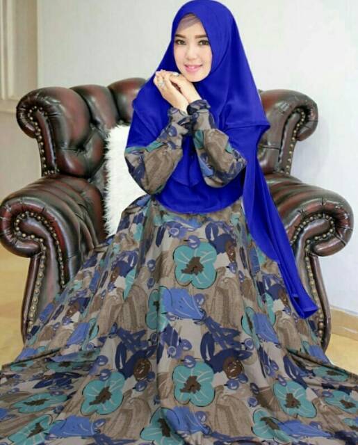 Gamis MONALISA Motif BERRY Lengan Rempel Kancing