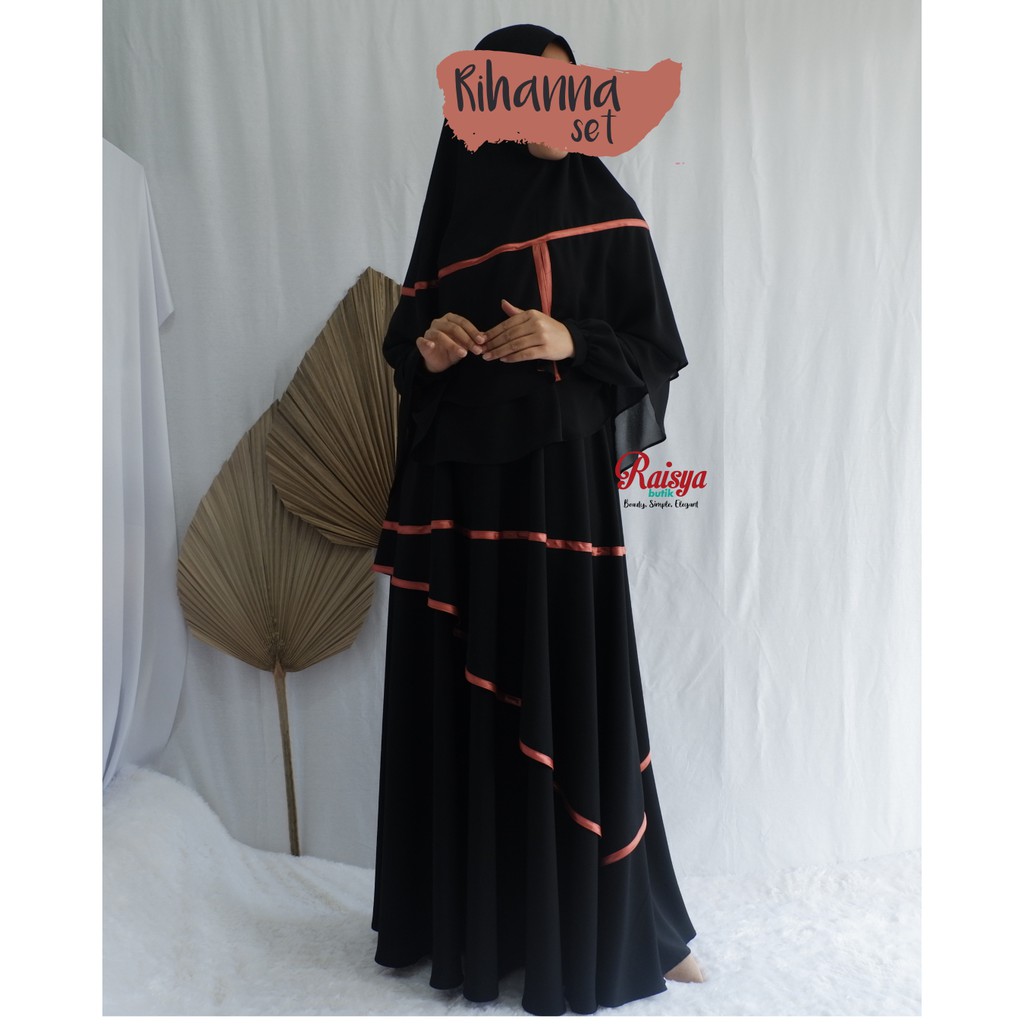 Gamis Set Khimar Rihanna / Gamis Hitam Set Khimar