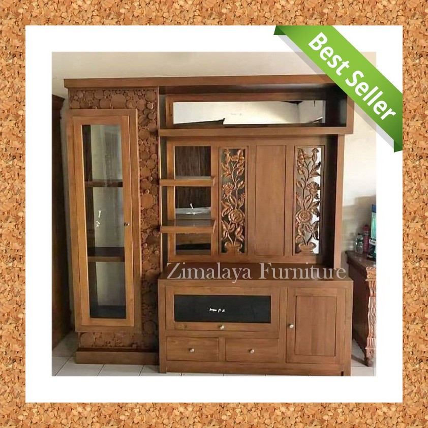 Lemari Pembatas Ruangan Jati Minimalis Lemari Penyekat Ruangan Partisi Jati Minimalis