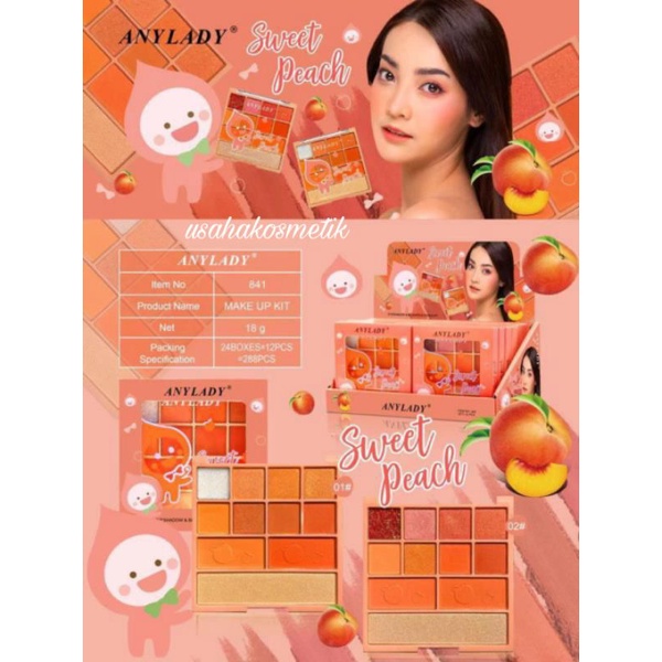 ECER!! EYESHADOW ANYLADY SWEET PEACH BEST SELLER NO.841