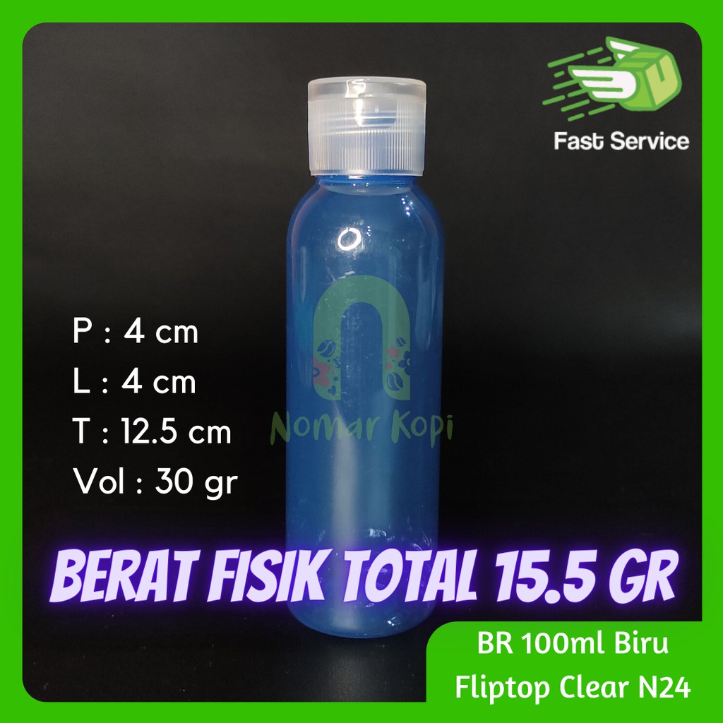 Botol 100ML BR BIRU Fliptop