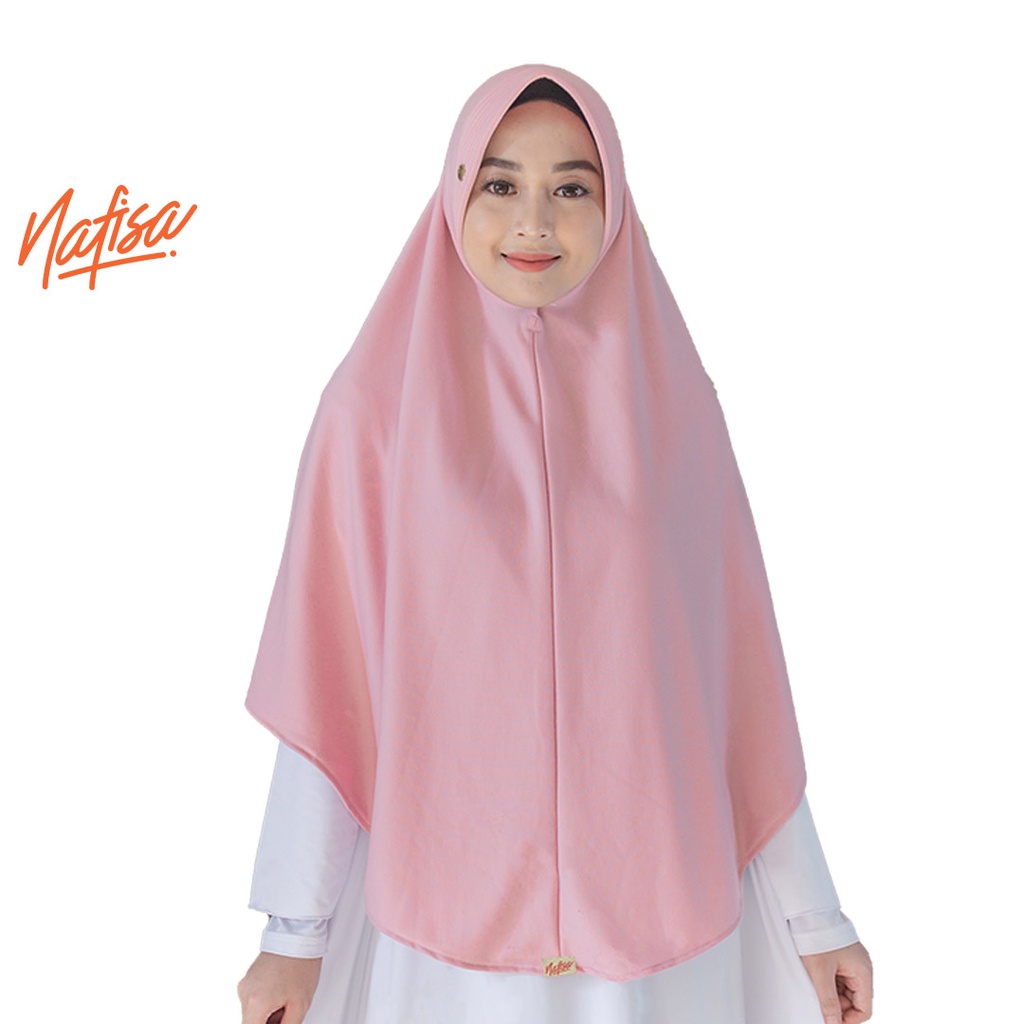 Nafisa Instan Azqila Premium - Hijab Instan Jilbab Bergo Bahan Kaos High Quality-Dusty Pink