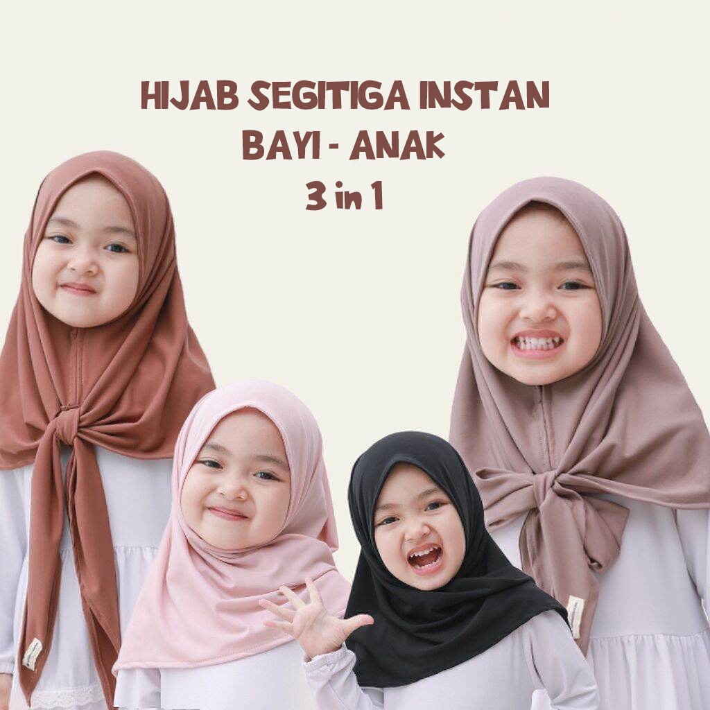 [ST] Hijab Segitiga Instan Bayi Anak Bahan Jersey 3 in 1 / Jilbab / Pashmina