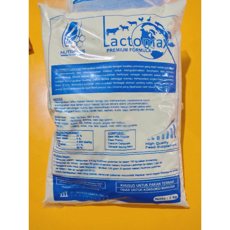 Nutrinos Lactomax | Susu khusus Hewan Ternak | Susu skim penggemuk badan hewan ternak