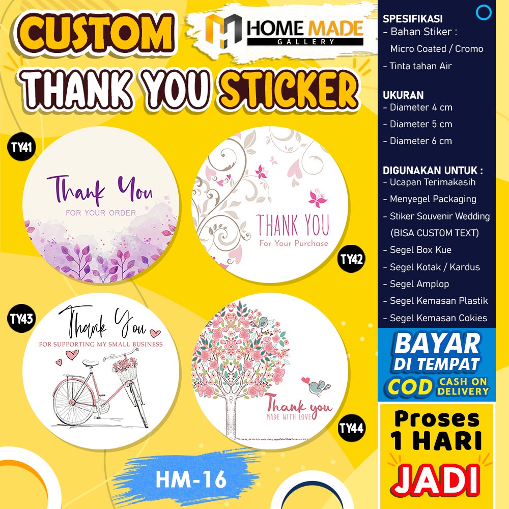 

STICKER THANK YOU FOR ORDER STIKER LABEL PENGIRIMAN TERIMA KASIH OLSHOP LINGKARAN CUSTOM MURAH HM-16