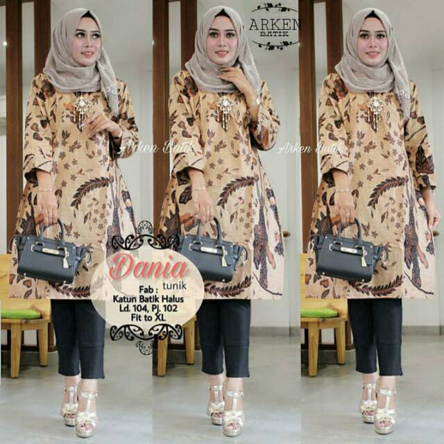 Dania Tunik Kasuari Tunik Panjang Longblouse Hijab Caramel Batik